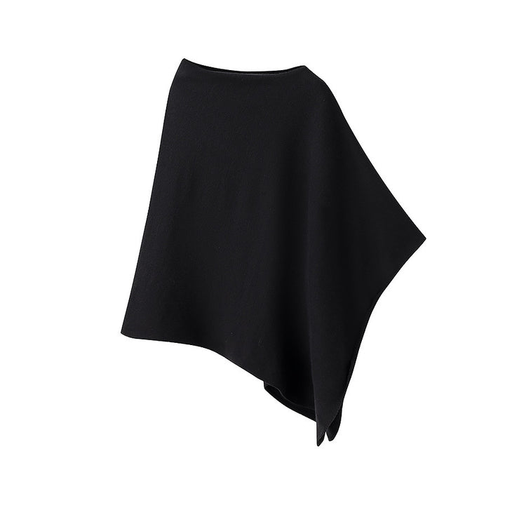 Damen Leichter Strickponcho mit asymmetrischem Saum und U-Boot-Ausschnitt Echo Archiv