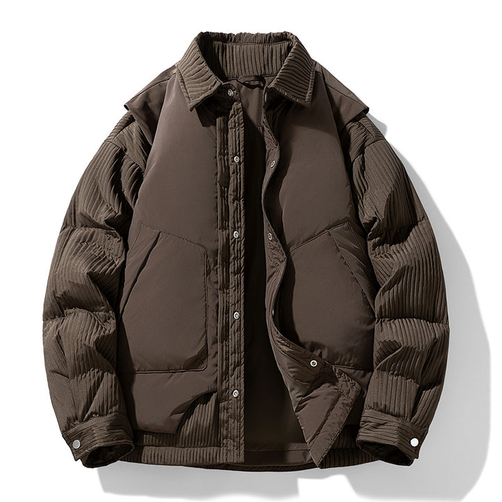 Herren Wattierte Steppjacke mit Cord‑Einsätzen und Hemdkragen Echo Archiv