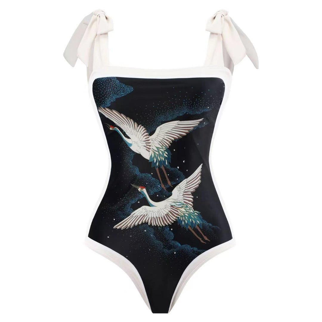 Damen Einteiler Badeanzug mit asymmetrischem Schnitt und eleganter Palazzo-Hose Echo Archiv