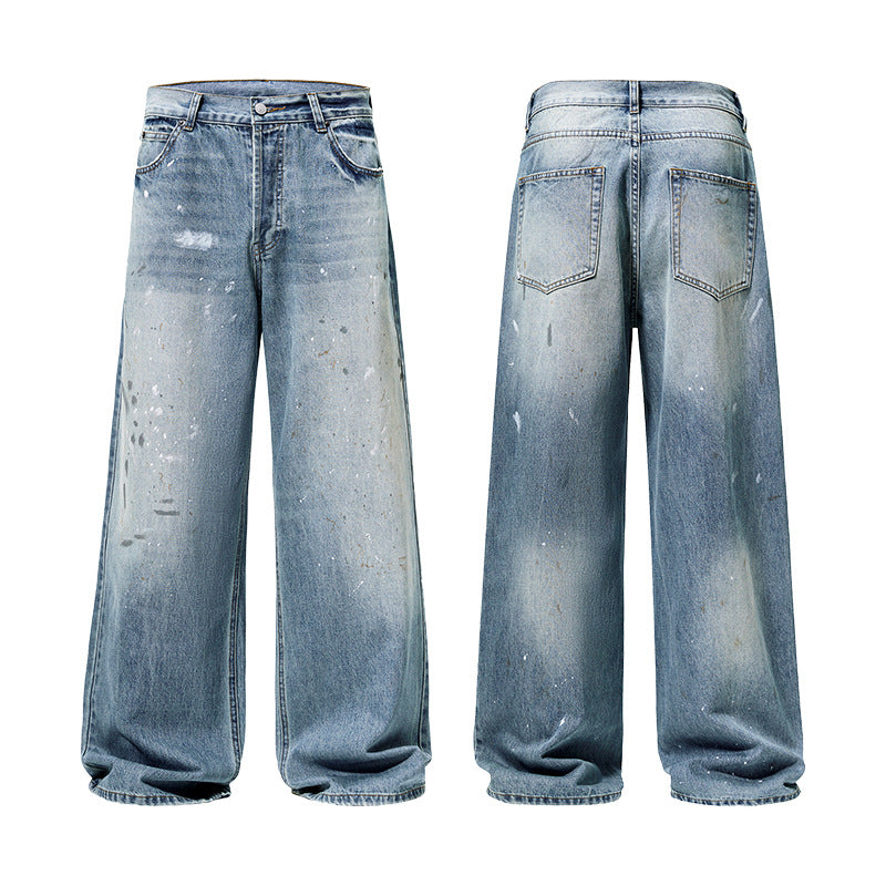 Herren Weite Vintage-Denim-Jeans im Painter-Look mit tiefem Schritt und geradem Saum Echo Archiv