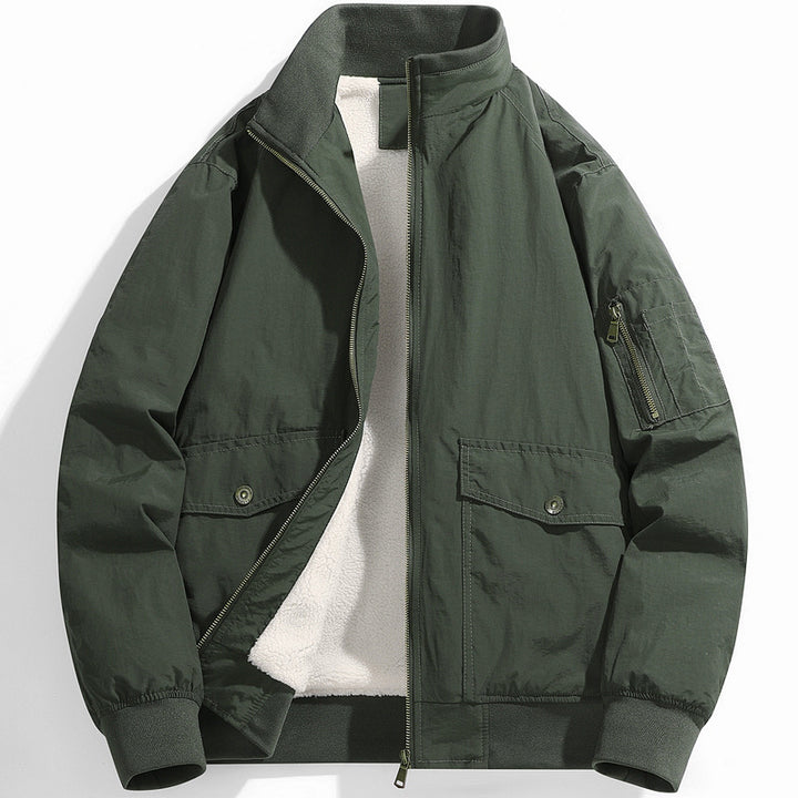Herren Utility-Fliegerjacke mit Teddyfutter, Stehkragen und Ärmel-Tasche Echo Archiv