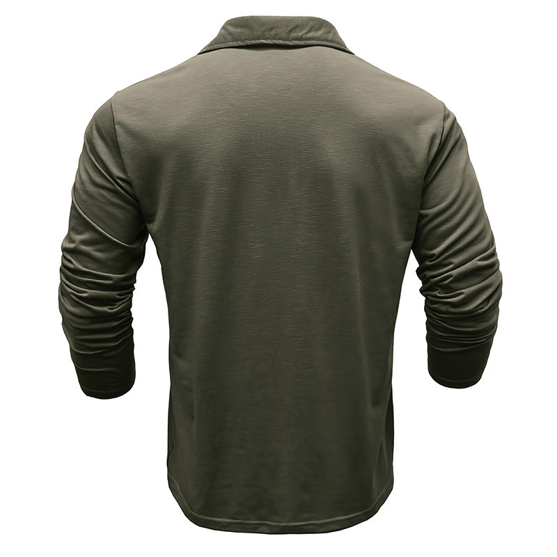 Herren Langarm Poloshirt mit innovativem Stehkragen und atmungsaktiven Materialien Echoarchiv