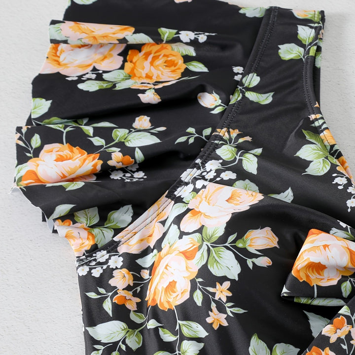 Damen Einteiler Badeanzug mit Rüschendetails und floralem Design Echo Archiv