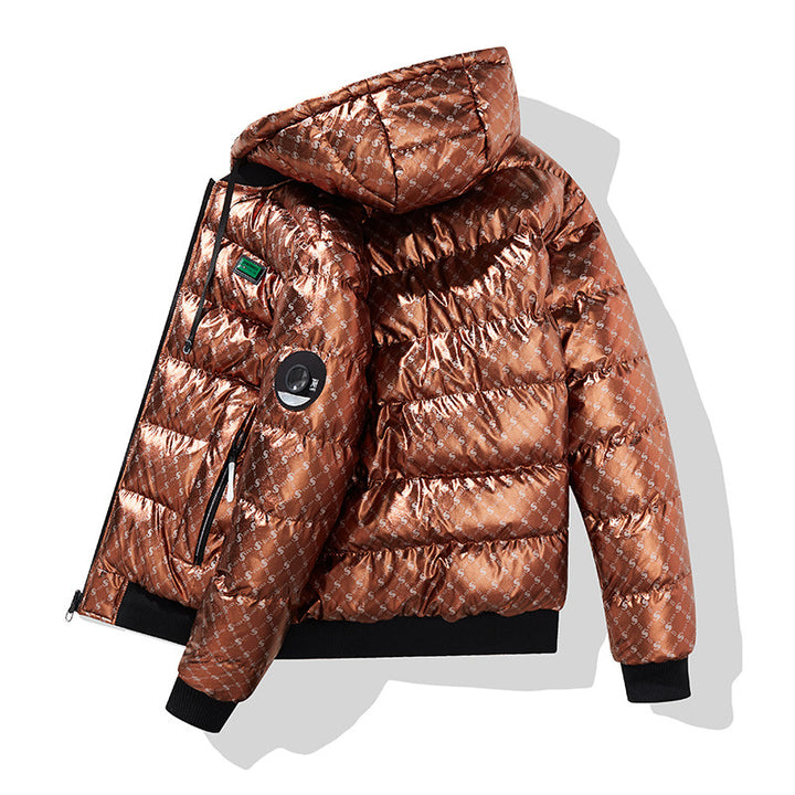 Herren Modische Steppjacke mit Kapuze und glänzendem Finish Echo Archiv