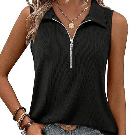 Damen ärmelloses Polo-Shirt mit Reißverschluss Echoarchiv