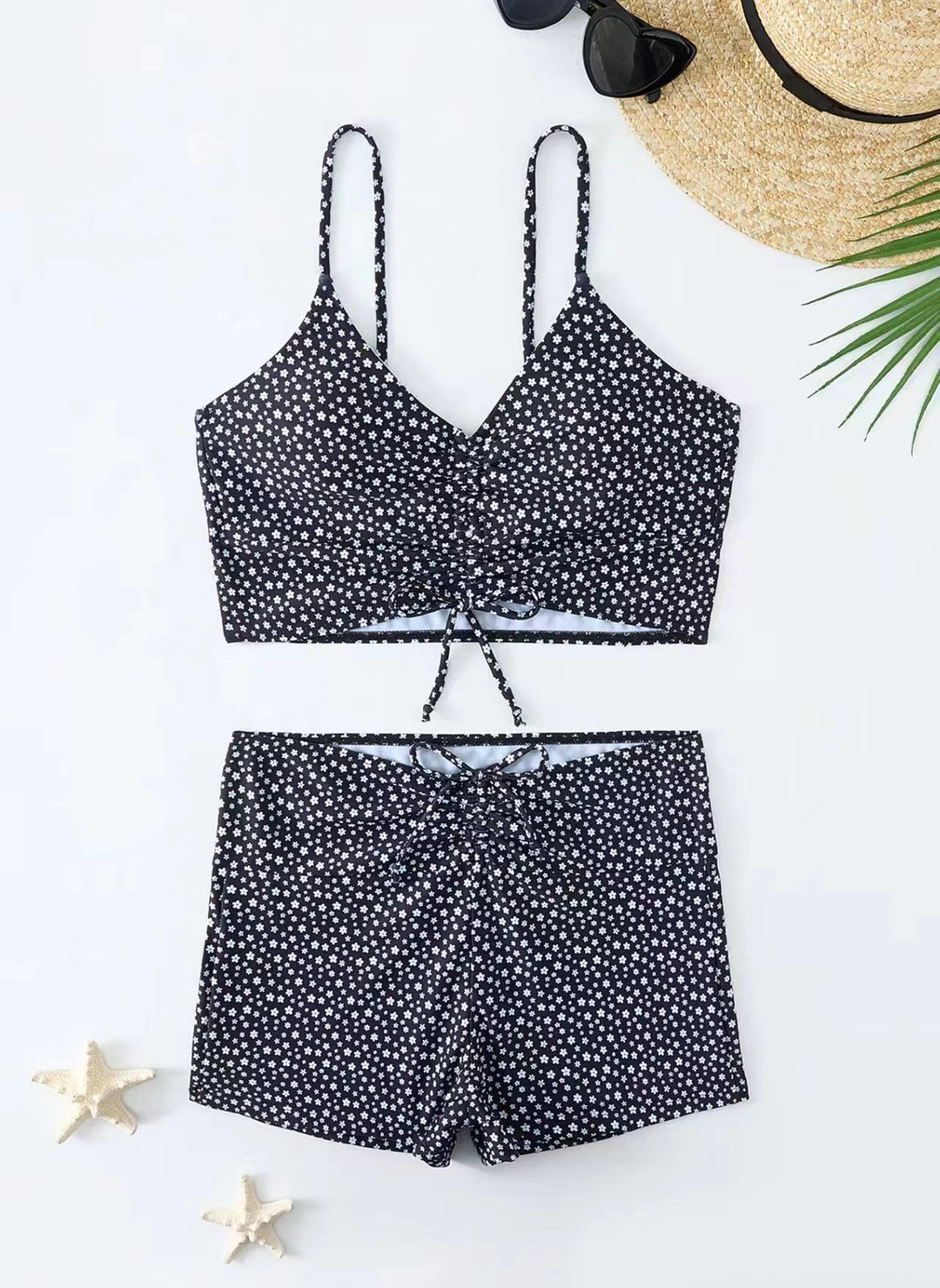 Damen Bikini mit floralem Rüschendesign und verstellbaren Trägern Echo Archiv