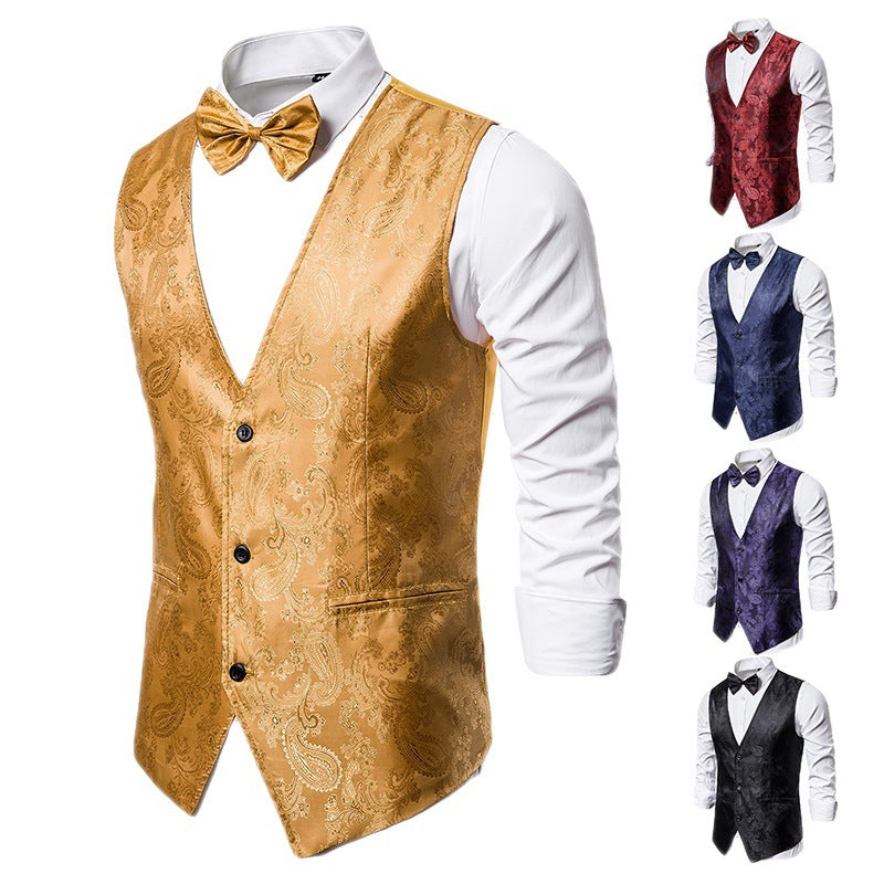 Herren Edle Weste mit floralem Motiv und passendem Fliegenband Echoarchiv