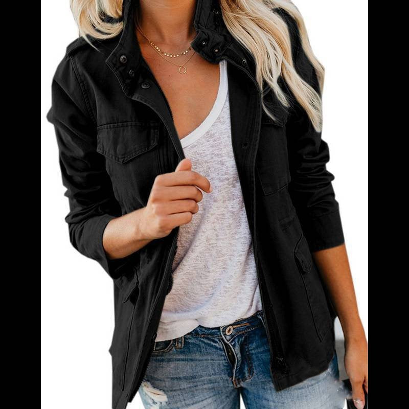 Damen Utility-Fieldjacke mit Stehkragen, aufgesetzten Taschen und Taillenzug Echo Archiv