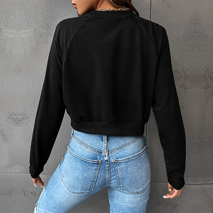 Damen Kurz geschnittenes Sweatshirt mit Herz-Print, Rundhalsausschnitt und Rippbündchen Echoarchiv