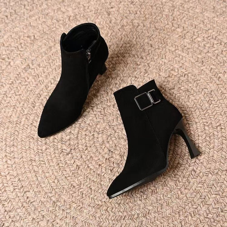 Damen Elegante Stiefeletten mit hohem Absatz und modischer Schnalle Echo Archiv