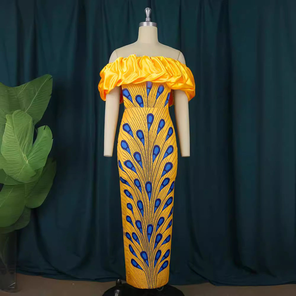 Damen Elegantes Abendkleid mit schulterfreiem Design und voluminösem Rüschensaum Echo Archiv