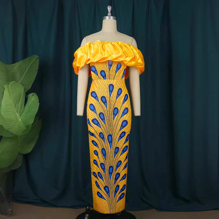 Damen Elegantes Abendkleid mit schulterfreiem Design und voluminösem Rüschensaum Echo Archiv