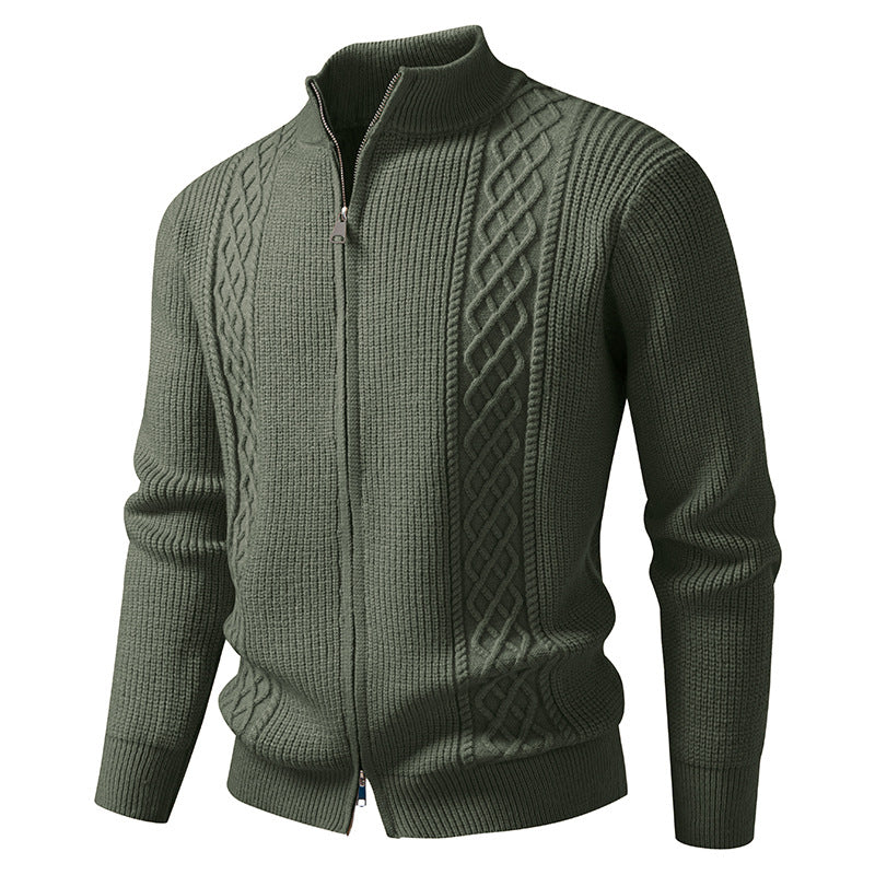 Herren nan Zip-Strickjacke mit dekorativem Zopfmuster, Stehkragen und elastischen Bündchen Echo Archiv