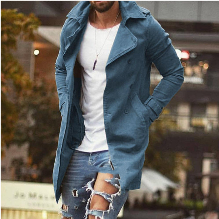 Herren lässiger Trenchcoat mit doppelter Knopfleiste und stylischem Überschlag Echoarchiv