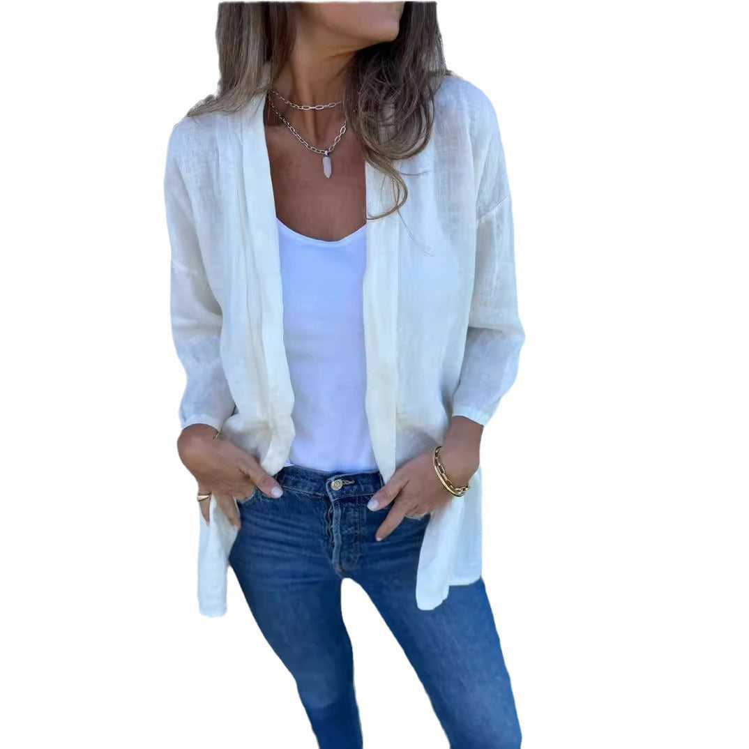 Damen lässige Sommerjacke aus leichtem Leinen Echoarchiv