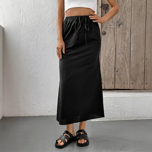 Damen Eleganter Maxirock mit verstellbarem Taillenzug Echo Archiv