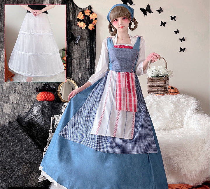 Damen Vintage Schürzenkleid mit fließendem Rock und zarten Rüschendetails Echo Archiv