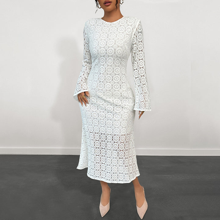 Damen Elegantes Spitzenkleid mit ausgestellten Ärmeln Echo Archiv