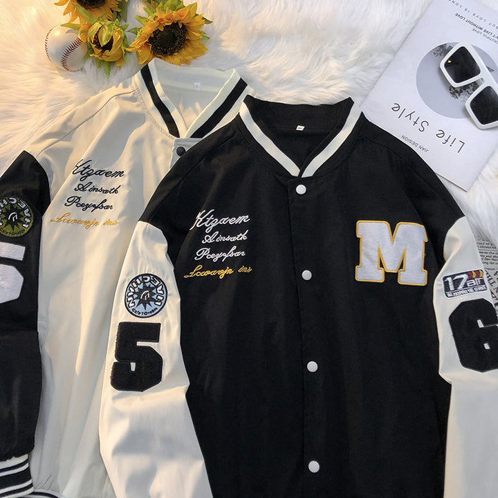 Herren Collegejacke mit gesticktem Logo und kontrastierenden Ärmeln Echoarchiv