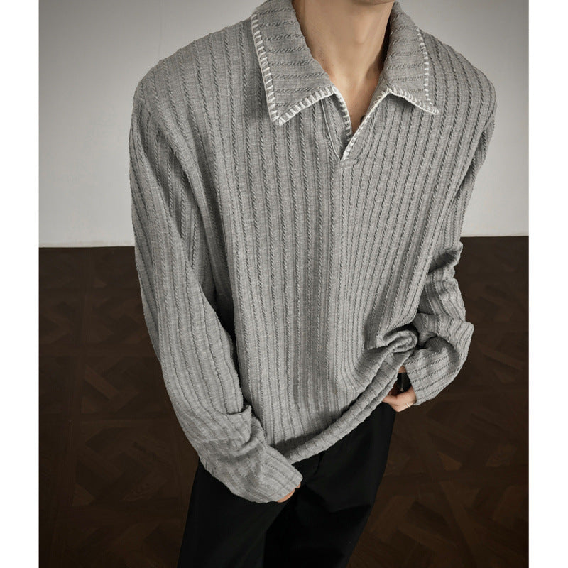 Herren Pullover mit lässigem strukturiertem Design und modischem Kragen Echoarchiv