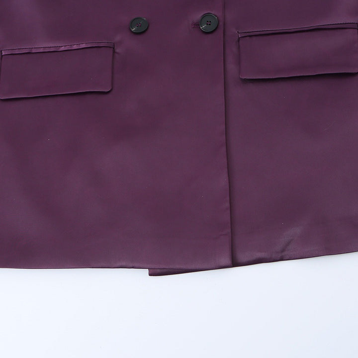 Damen Doppelreihiger Satin-Blazer mit spitzem Revers und Pattentaschen Echo Archiv