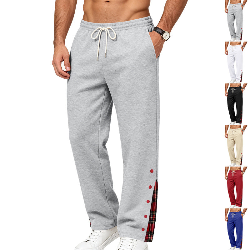 Herren Lockere Jogginghose mit Karo‑Einsatz und Druckknopf‑Details Echoarchiv