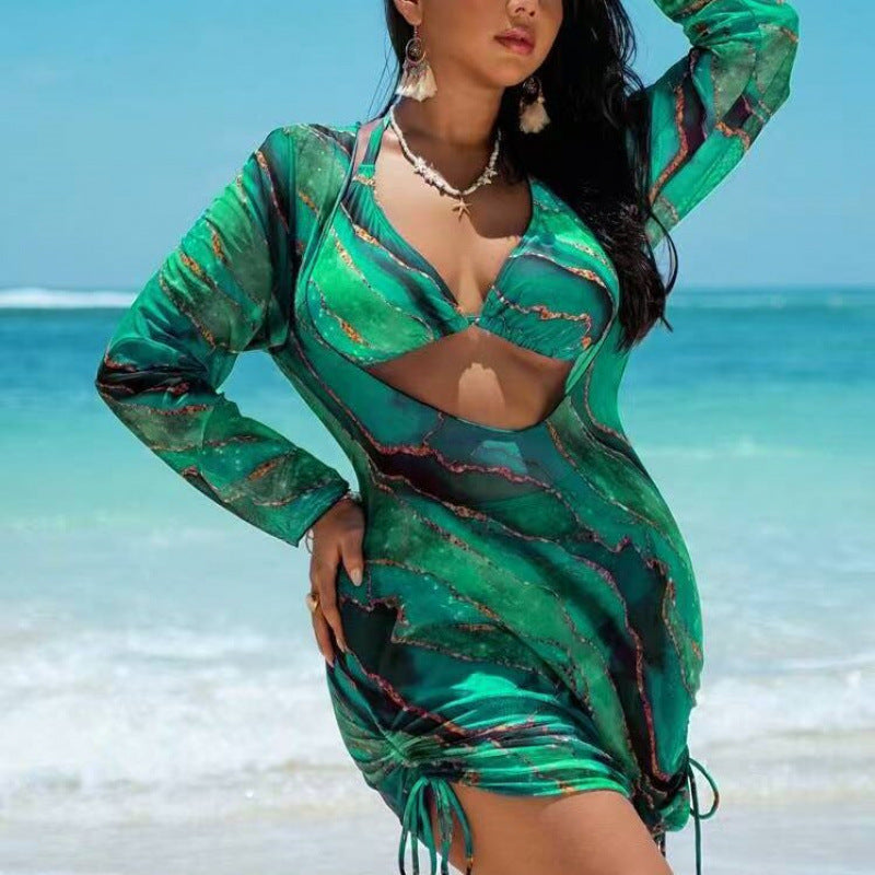 Damen Strandkleid mit transparenten Einsätzen und modischem Wickel-Design Echo Archiv