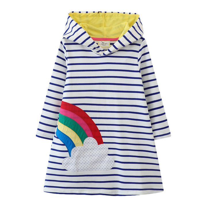Mädchen Kapuzenkleid mit buntem Regenbogenmotiv Echo Archiv