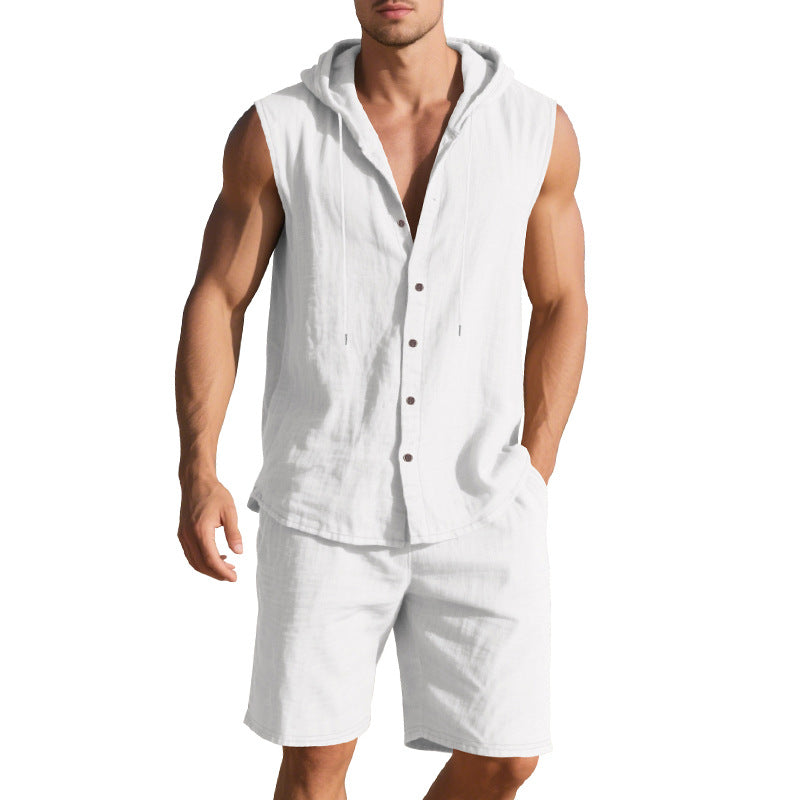 Herren lässiges Hoodie-Set aus leichtem Baumwollmaterial Echoarchiv