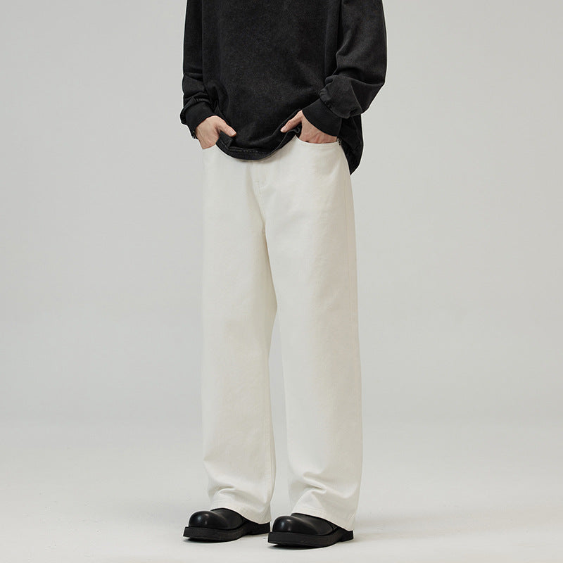 Herren Weite Baumwoll‑Twill‑Hose mit hohem Bund und geradem Bein Echo Archiv