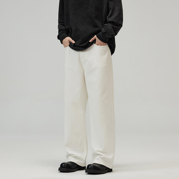 Herren Weite Baumwoll‑Twill‑Hose mit hohem Bund und geradem Bein Echo Archiv