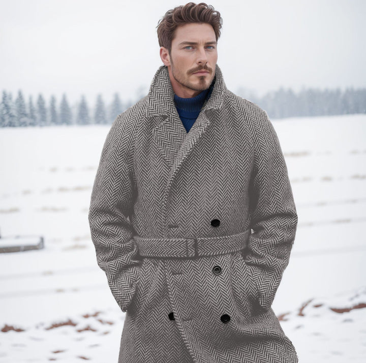 Herren Eleganter Hahnentritt Wollmantel Echoarchiv