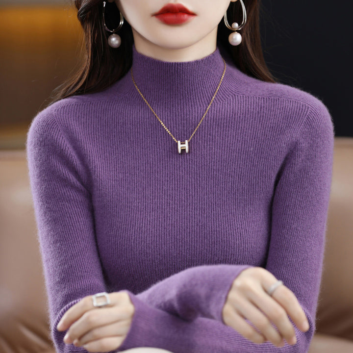 Damen Schmaler Mockneck-Feinstrickpullover mit extrafeiner Rippenstruktur und Kaschmir-Optik Echoarchiv