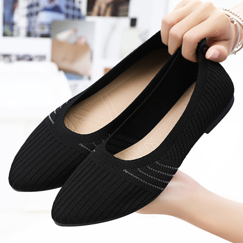 Damen nan gestrickter Ballerina-Slip-On mit sockenähnlichem Schaft, Memory-Komfortfußbett und flexibler rutschfester Laufsohle Echo Archiv