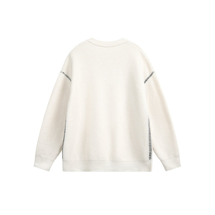Unisex Grobstrick-Henley-Pullover mit Knopfleiste und Drop-Shoulder Echoarchiv
