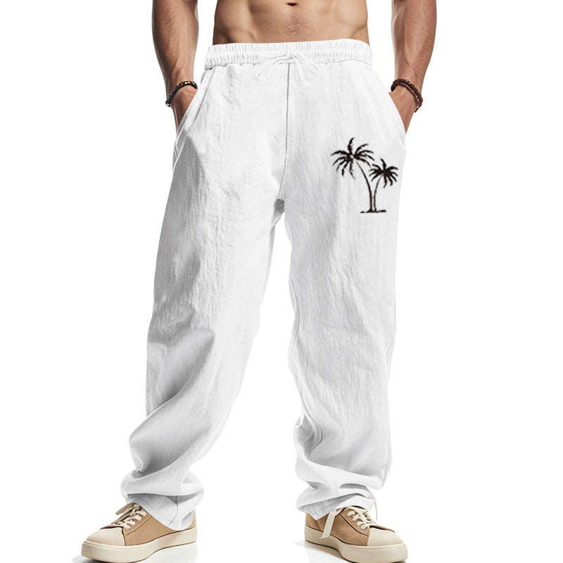 Herren lässige Leinenhose mit Palmen-Design Echoarchiv