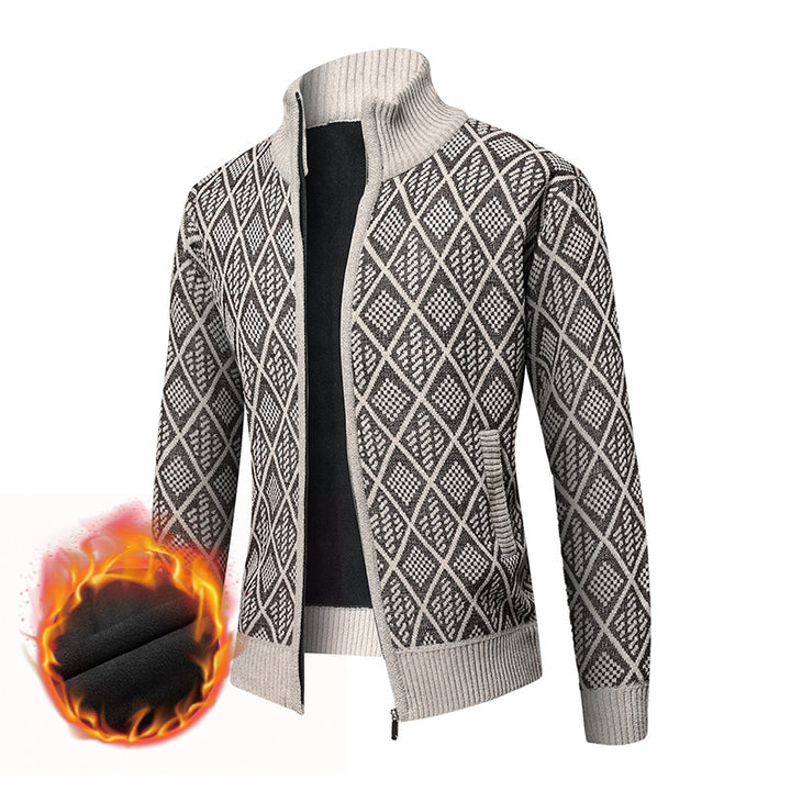Herren Thermo-Strickzipjacke mit Jacquardmuster und Fleece-Innenfutter Echo Archiv
