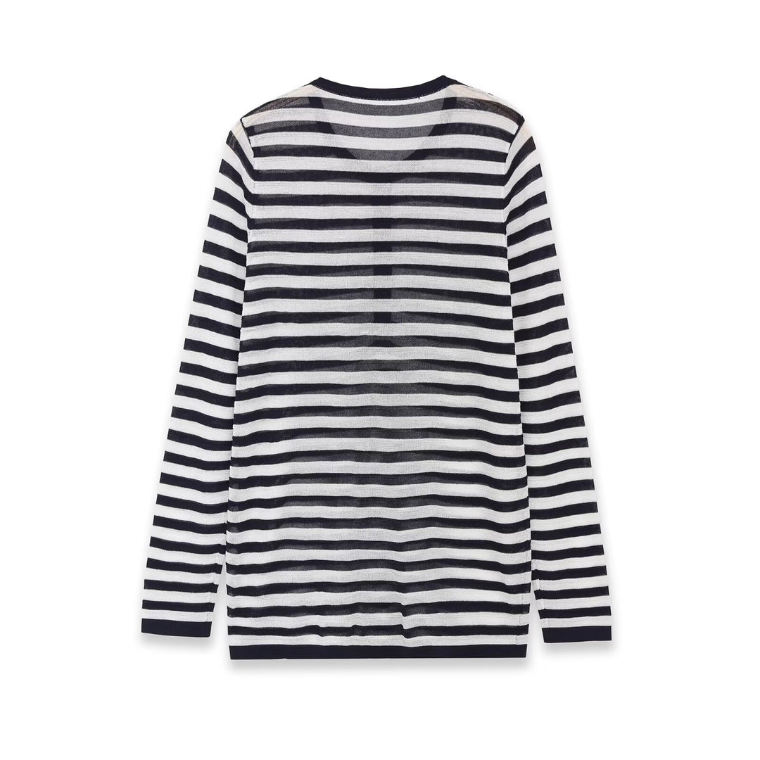 Damen Langarm-Shirt mit Knopfleiste und maritimen Streifen Echo Archiv