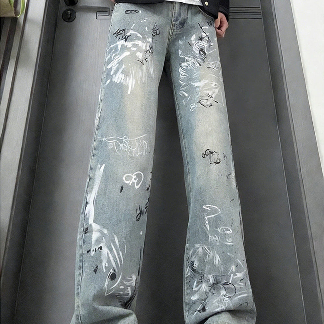 Damen Modische Graffiti Jeans Echoarchiv