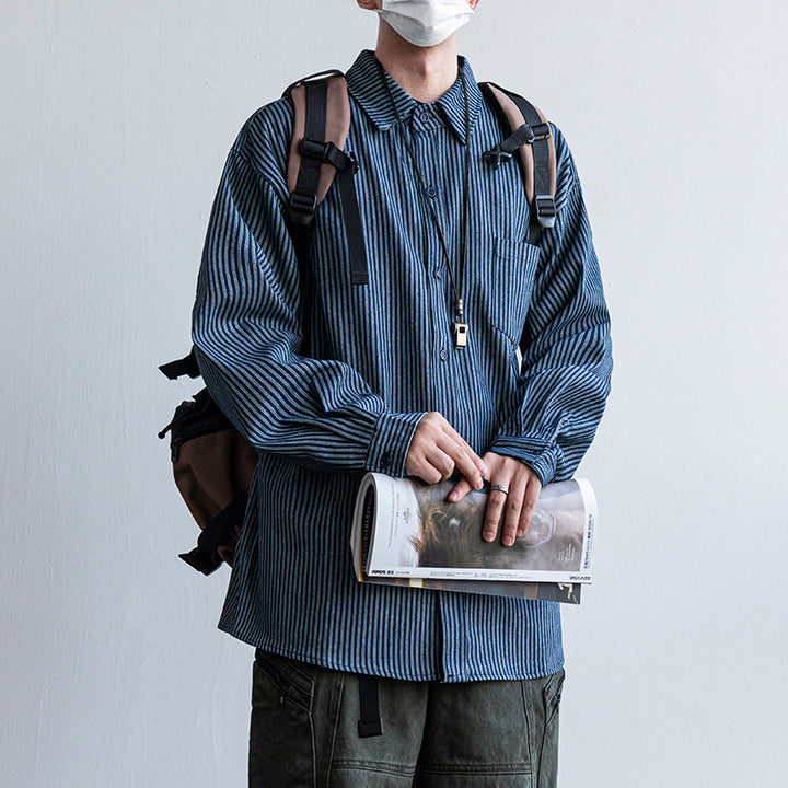 Herren Baumwoll-Hemd im lässigen Streifenlook mit praktischen Details Echoarchiv