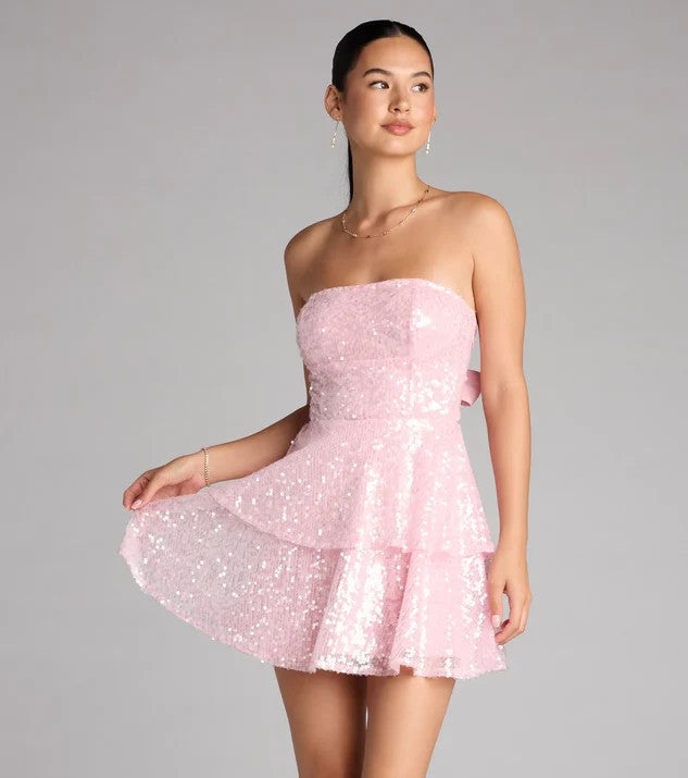 Damen Glamouröses Strass Minikleid Echo Archiv