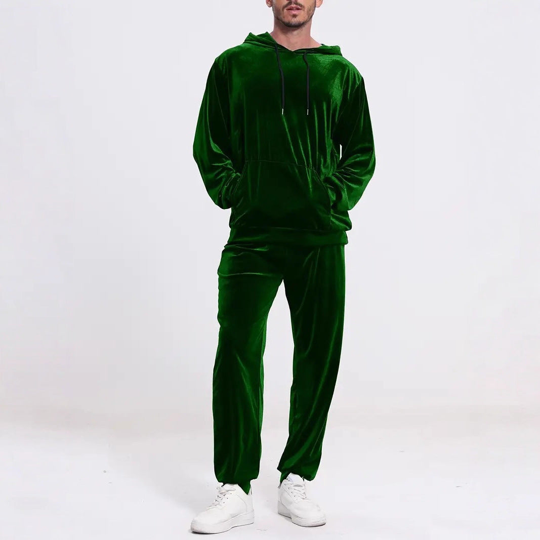 Herren Velours-Freizeitanzug mit Kapuzenpullover und lässiger Jogginghose – Cavarno