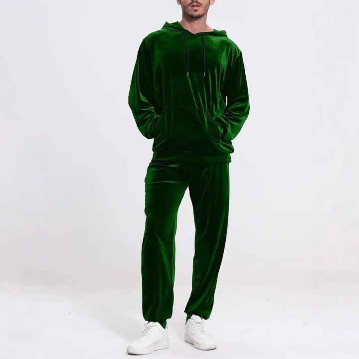Herren Velours-Freizeitanzug mit Kapuzenpullover und lässiger Jogginghose – Cavarno