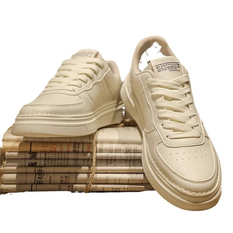 Unisex minimalistische Lederoptik Plateau-Sneaker mit gepolstertem Fersenkragen und stoßdämpfender Leichtsohle – Norré