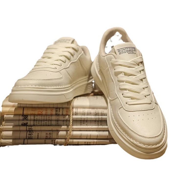 Unisex minimalistische Lederoptik Plateau-Sneaker mit gepolstertem Fersenkragen und stoßdämpfender Leichtsohle – Norré