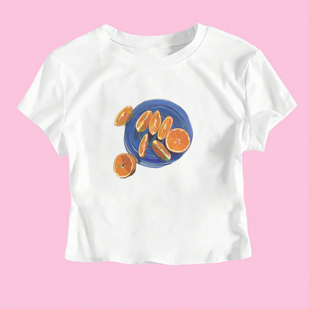 Damen Crop-T-Shirt mit fruchtigem Design und lässigem Schnitt Echo Archiv