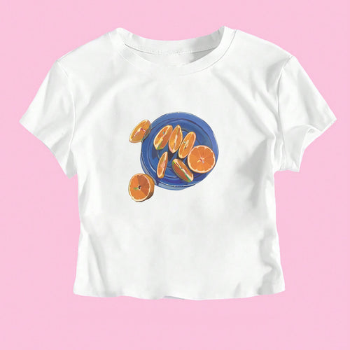 Damen Crop-T-Shirt mit fruchtigem Design und lässigem Schnitt Echo Archiv