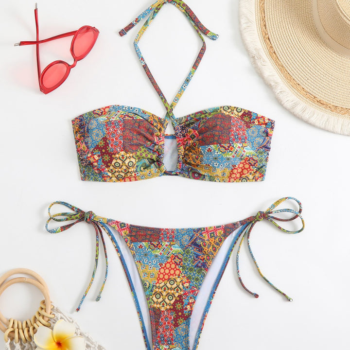 Damen Bikini-Set mit verspieltem Karomuster und schickem Knoten-Detail Echo Archiv