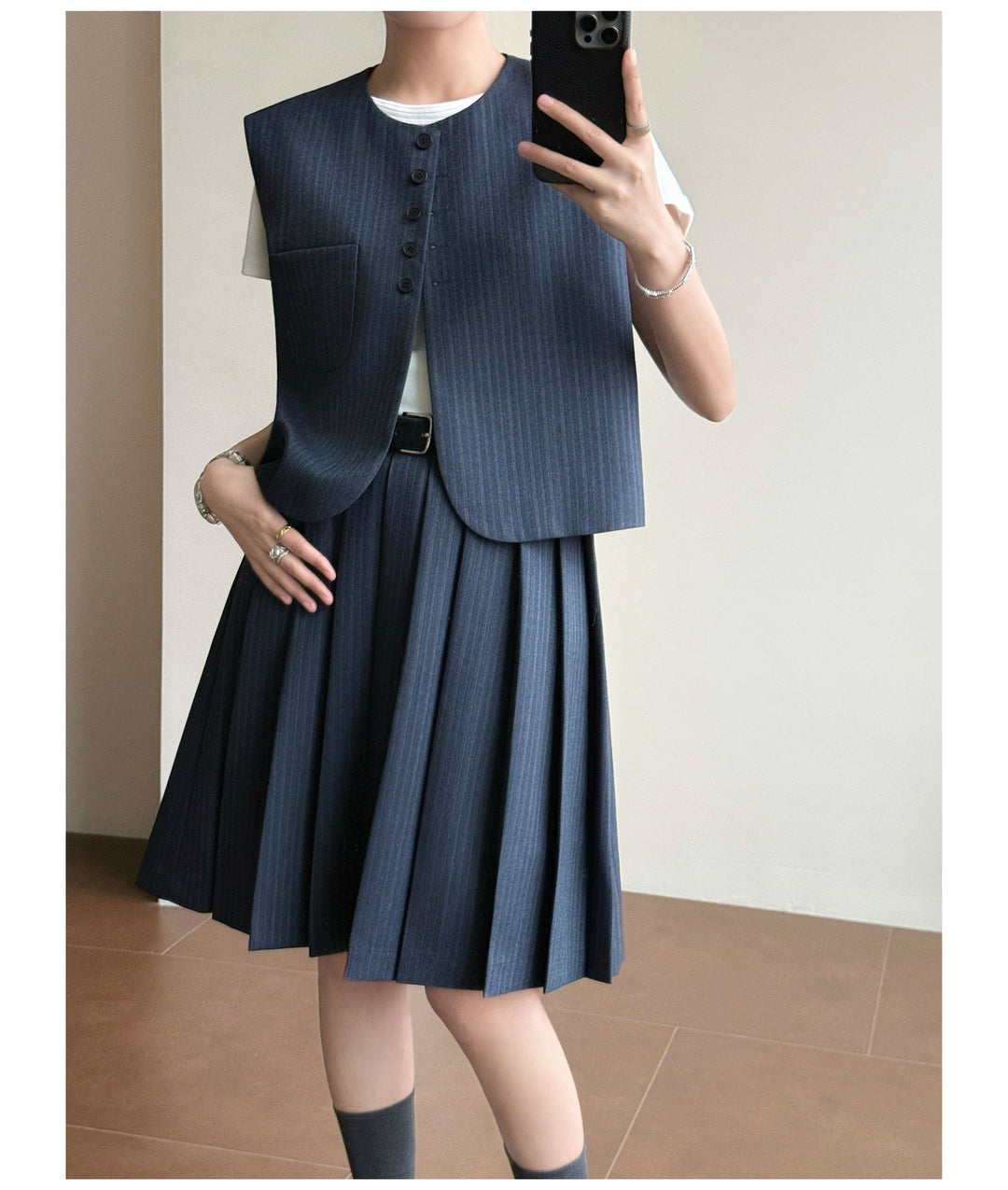 Damen Elegante Blazer-Weste mit gestreiftem Design Echoarchiv
