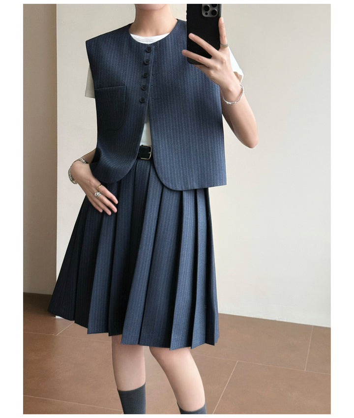 Damen Elegante Blazer-Weste mit gestreiftem Design Echoarchiv